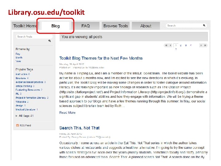 Library. osu. edu/toolkit 