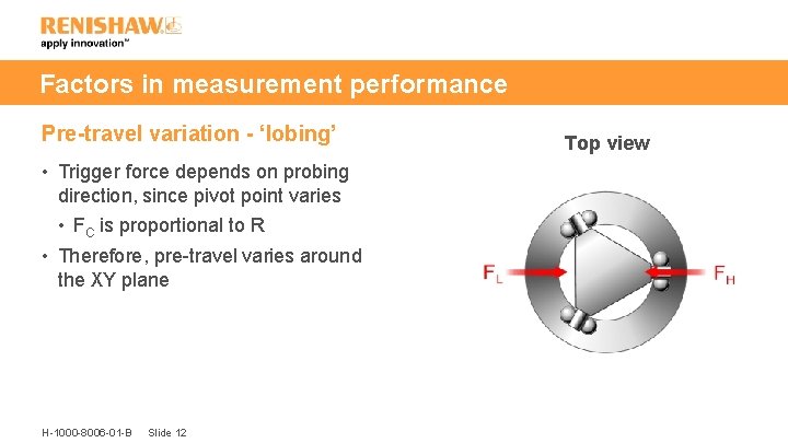 Factors in measurement performance Pre-travel variation - ‘lobing’ • Trigger force depends on probing