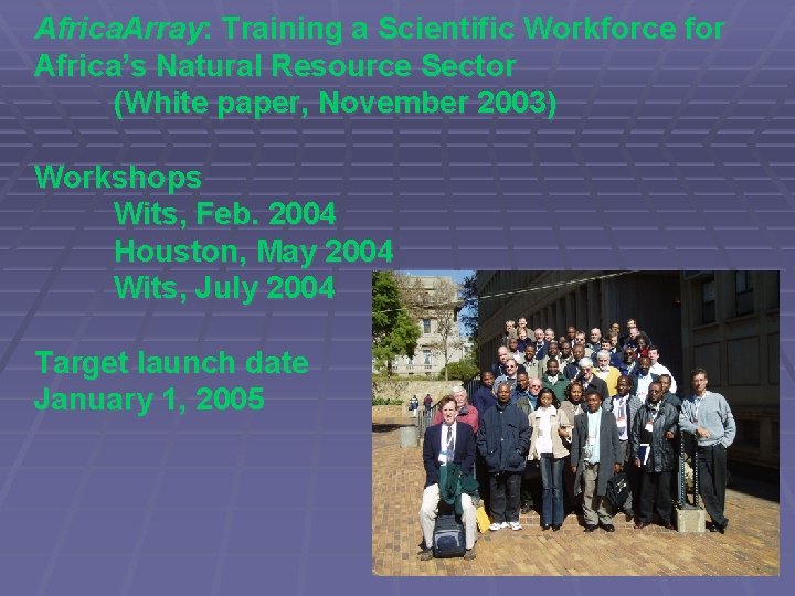 Africa. Array: Training a Scientific Workforce for Africa’s Natural Resource Sector (White paper, November