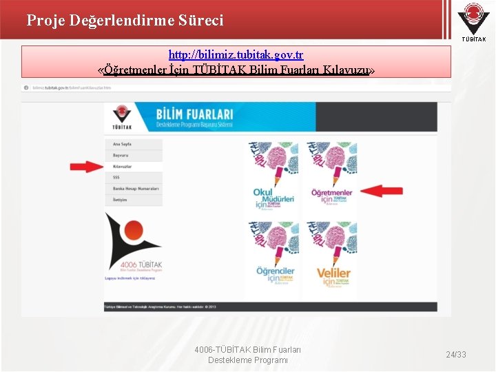 Proje Değerlendirme Süreci TÜBİTAK http: //bilimiz. tubitak. gov. tr «Öğretmenler İçin TÜBİTAK Bilim Fuarları