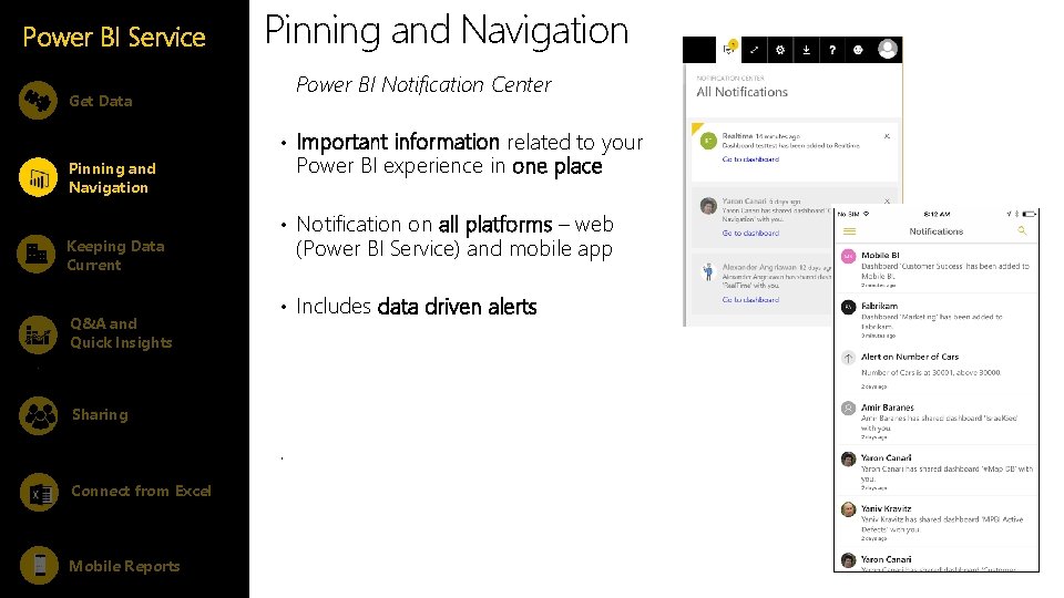 Power BI Service Pinning and Navigation Power BI Notification Center Get Data • Important Power BI Service Pinning and Navigation Power BI Notification Center Get Data • Important