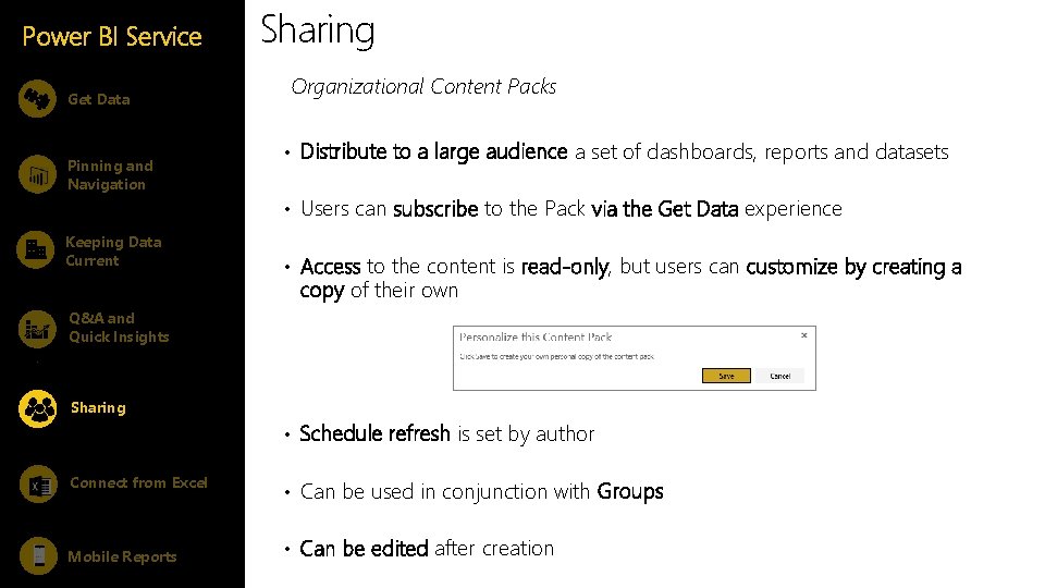 Power BI Service Get Data Pinning and Navigation Keeping Data Current Sharing Organizational Content Power BI Service Get Data Pinning and Navigation Keeping Data Current Sharing Organizational Content