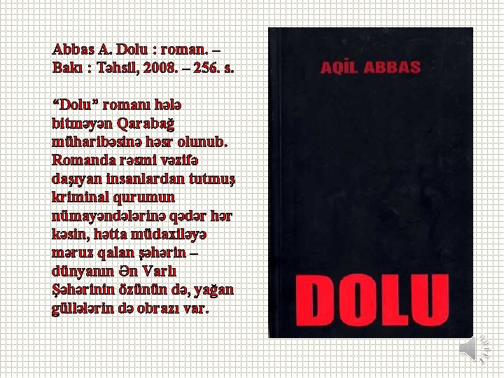 Abbas A. Dolu : roman. – Bakı : Təhsil, 2008. – 256. s. “Dolu”