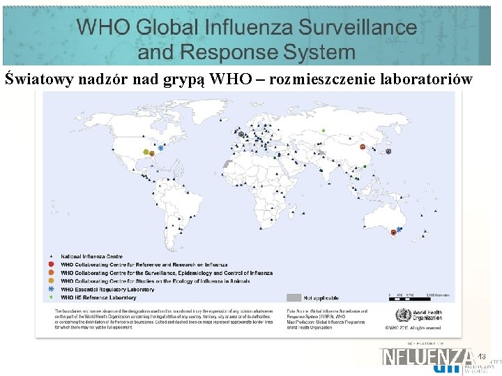 Światowy nadzór nad grypą WHO – rozmieszczenie laboratoriów 