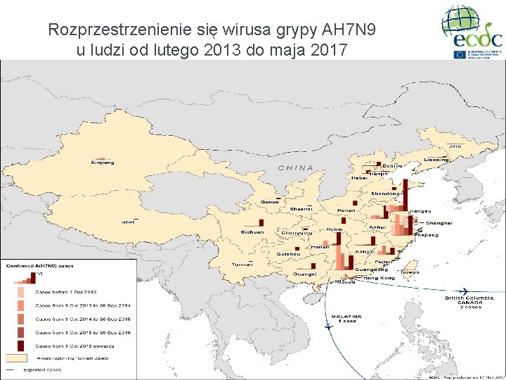 Rozprzestrzenienie się wirusa grypy AH 7 N 9 u ludzi od lutego 2013 do