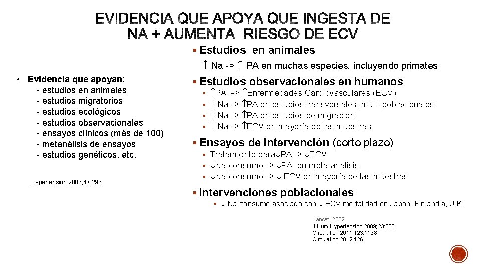 § Estudios en animales Na -> PA en muchas especies, incluyendo primates • Evidencia