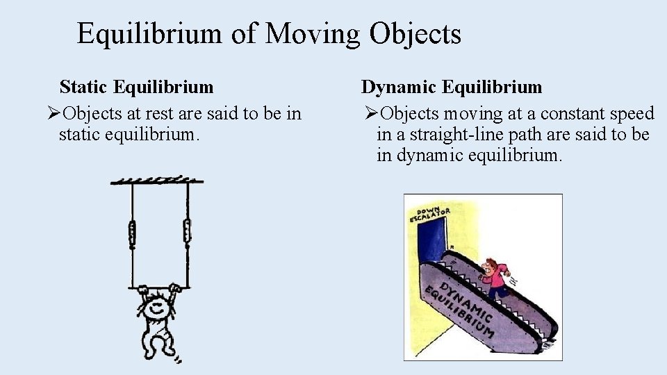 Equilibrium of Moving Objects Static Equilibrium ØObjects at rest are said to be in