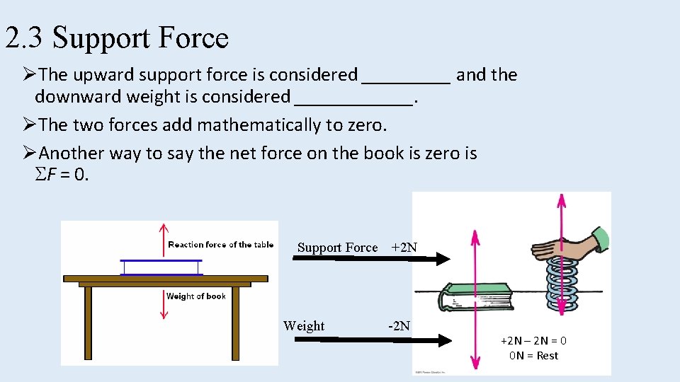 2. 3 Support Force ØThe upward support force is considered _____ and the downward