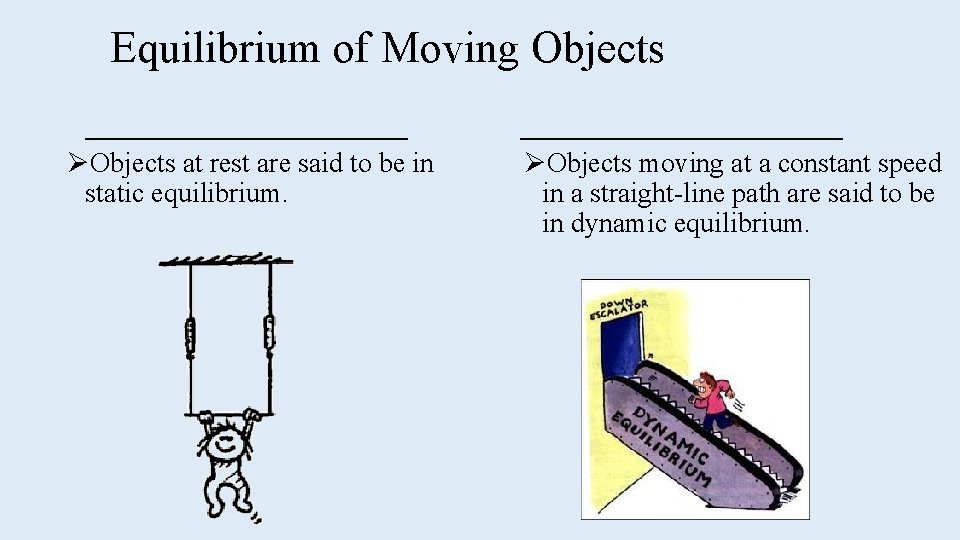 Equilibrium of Moving Objects ____________ ØObjects at rest are said to be in static