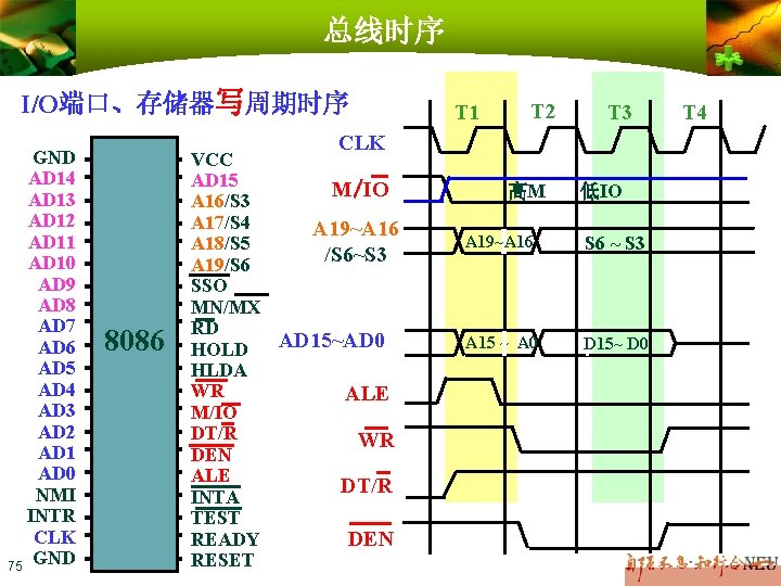 总线时序 I/O端口、存储器写周期时序 GND AD 14 AD 13 AD 12 AD 11 AD 10 AD