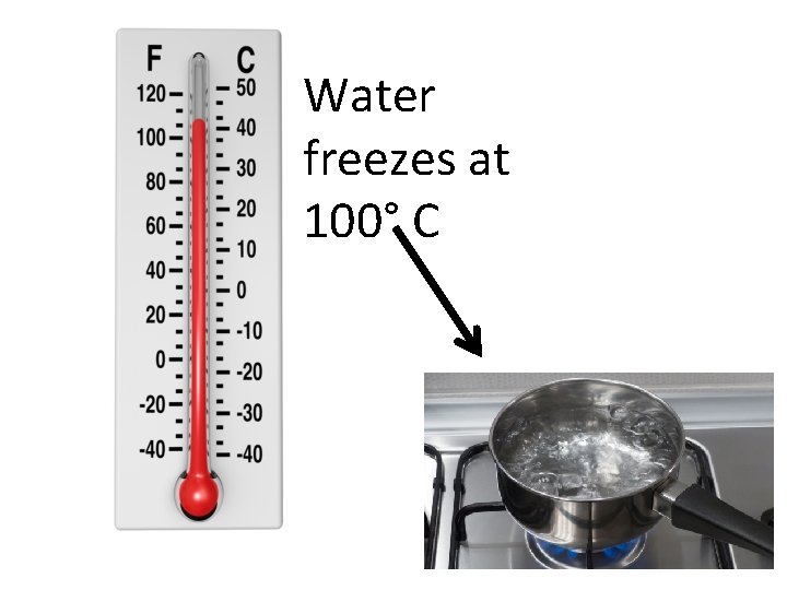 Water freezes at 100° C 