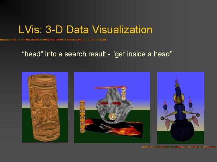 LVis: 3 -D Data Visualization “head” into a search result - “get inside a