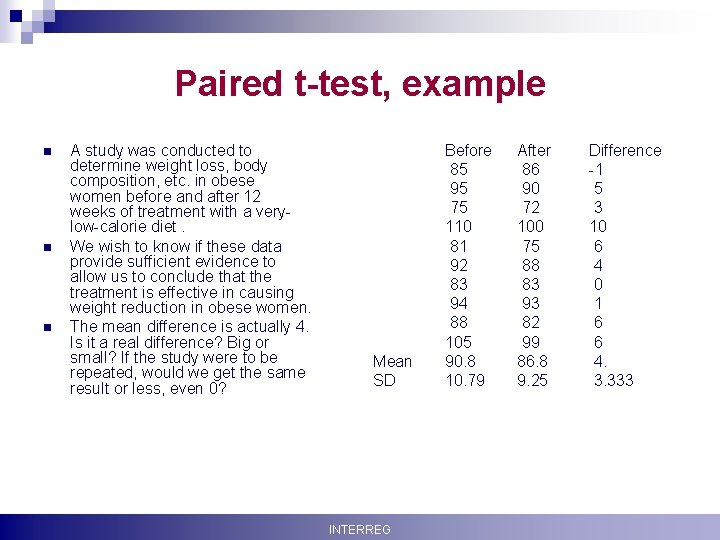 Paired t-test, example n n n Krisztina Boda A study was conducted to determine