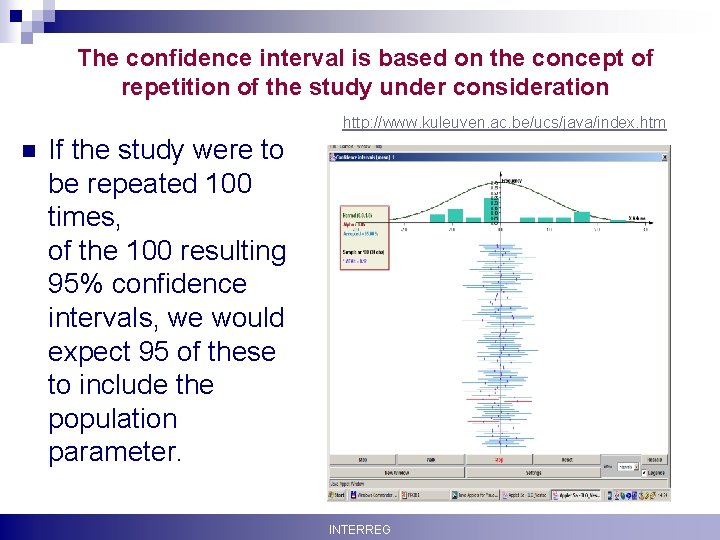 The confidence interval is based on the concept of repetition of the study under