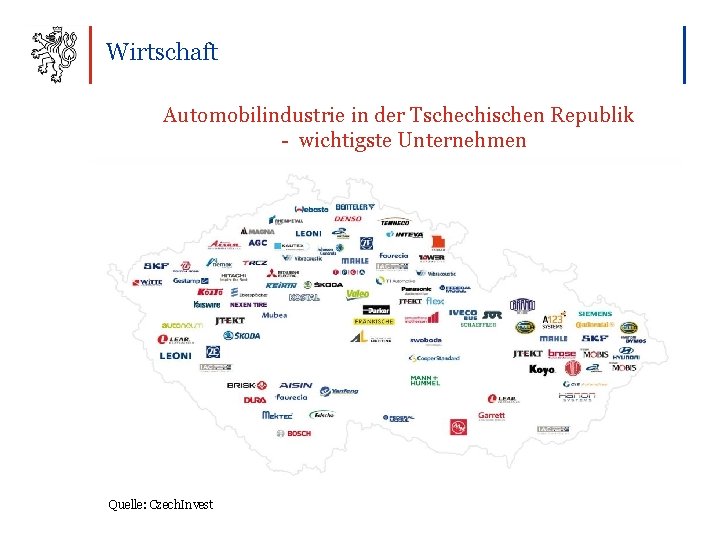 Wirtschaft Automobilindustrie in der Tschechischen Republik - wichtigste Unternehmen Источник: Чешское статистическое управление, Министерство