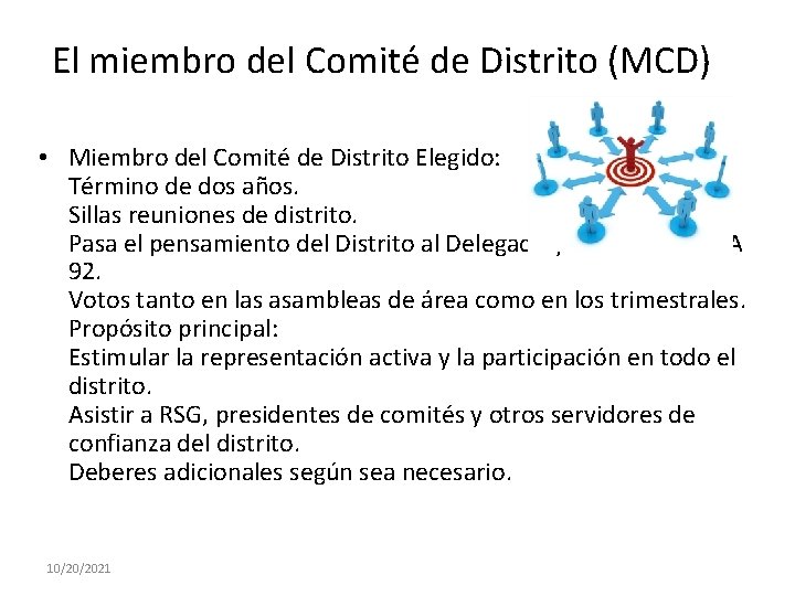 El miembro del Comité de Distrito (MCD) • Miembro del Comité de Distrito Elegido:
