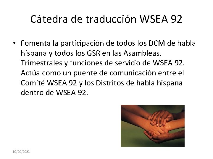 Cátedra de traducción WSEA 92 • Fomenta la participación de todos los DCM de