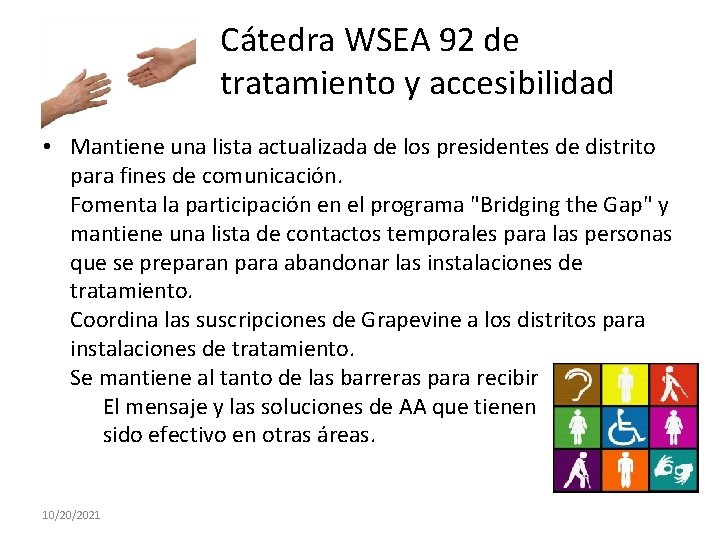 Cátedra WSEA 92 de tratamiento y accesibilidad • Mantiene una lista actualizada de los