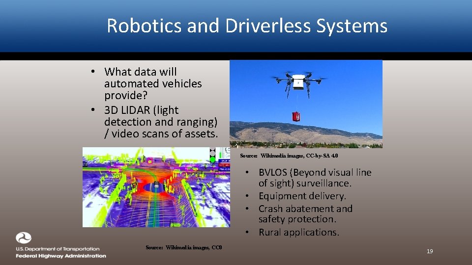 Robotics and Driverless Systems • What data will automated vehicles provide? • 3 D