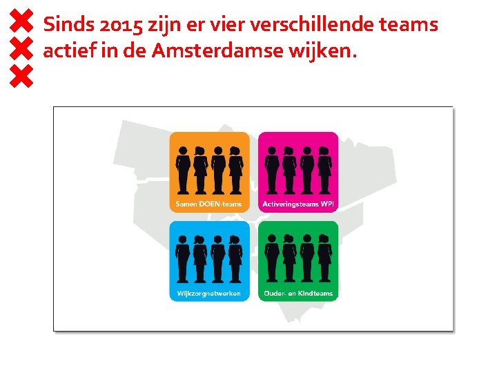 Sinds 2015 zijn er vier verschillende teams actief in de Amsterdamse wijken. 