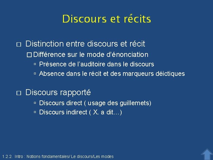 Discours et récits � Distinction entre discours et récit � Différence sur le mode