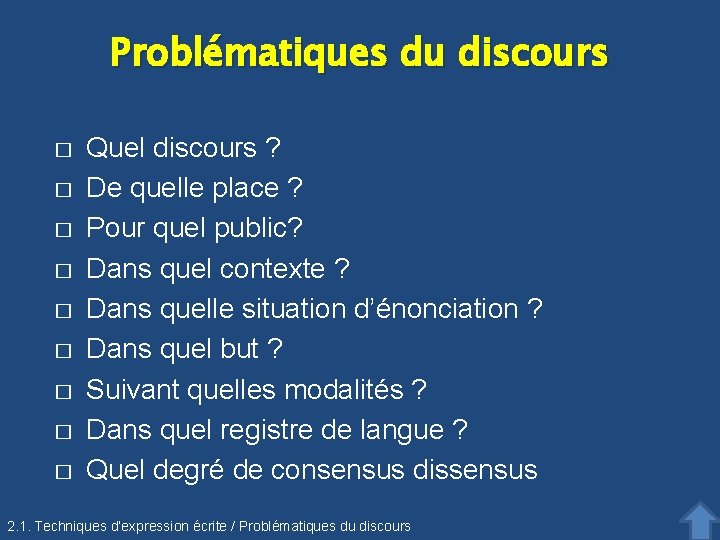 Problématiques du discours � � � � � Quel discours ? De quelle place