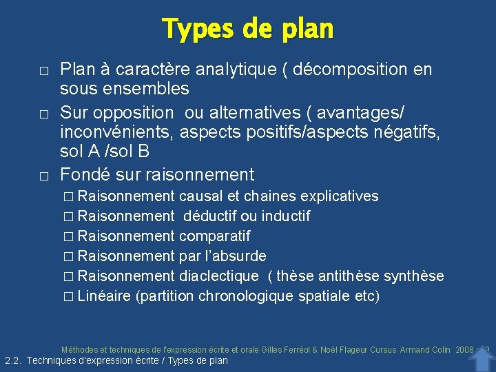 Types de plan � � � Plan à caractère analytique ( décomposition en sous