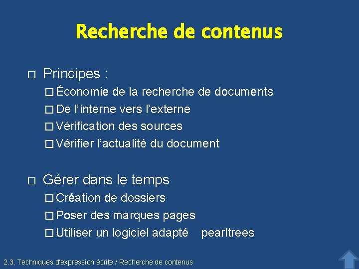 Recherche de contenus � Principes : � Économie de la recherche de documents �