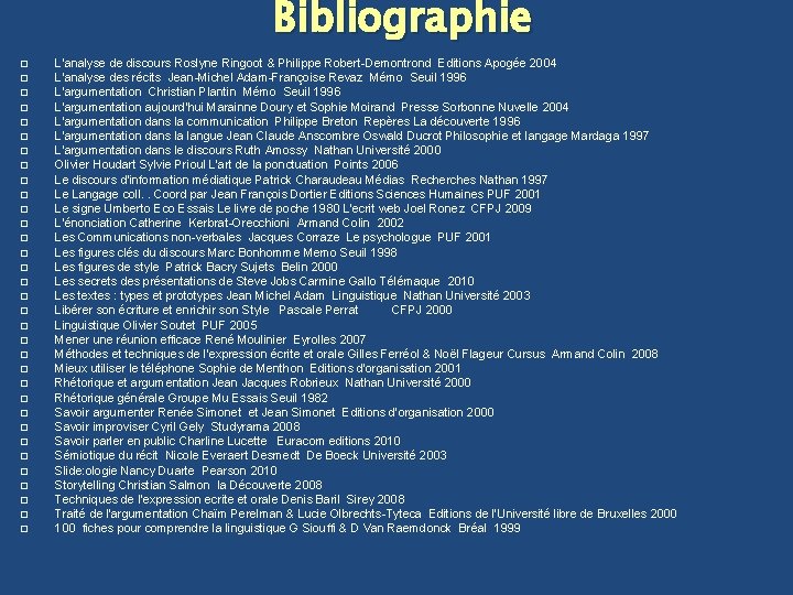 Bibliographie � � � � � � � � � L'analyse de discours Roslyne