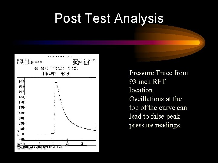 Post Test Analysis Pressure Trace from 93 inch RFT location. Oscillations at the top