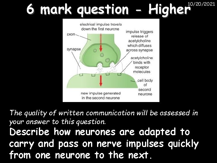 6 mark question - Higher 10/20/2021 The quality of written communication will be assessed
