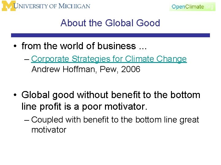 About the Global Good • from the world of business. . . – Corporate