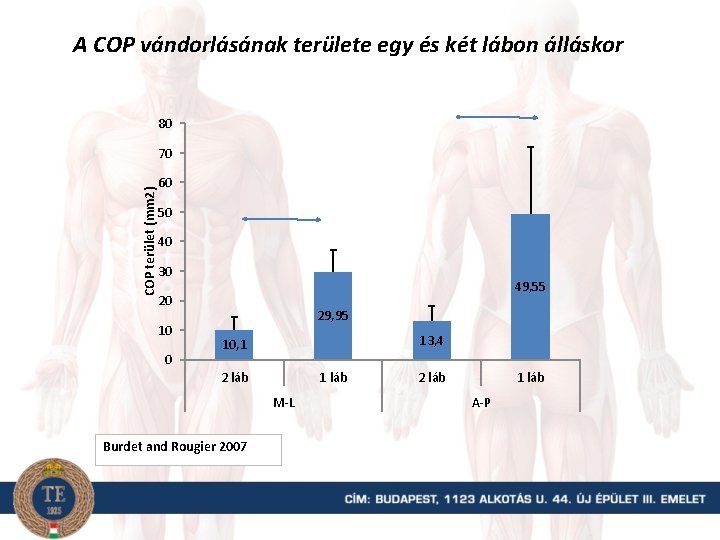 A COP vándorlásának területe egy és két lábon álláskor 80 COP terület (mm 2)