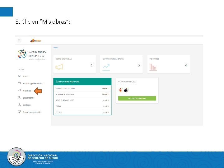 3. Clic en “Mis obras”: 