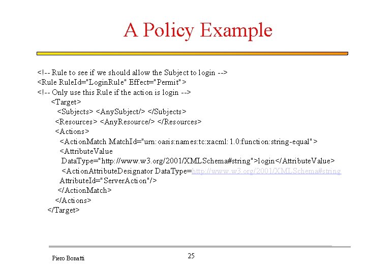 A Policy Example <!-- Rule to see if we should allow the Subject to