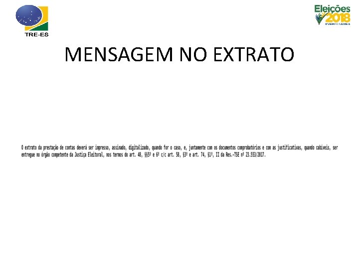 MENSAGEM NO EXTRATO 