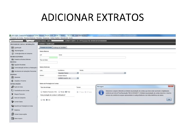 ADICIONAR EXTRATOS 