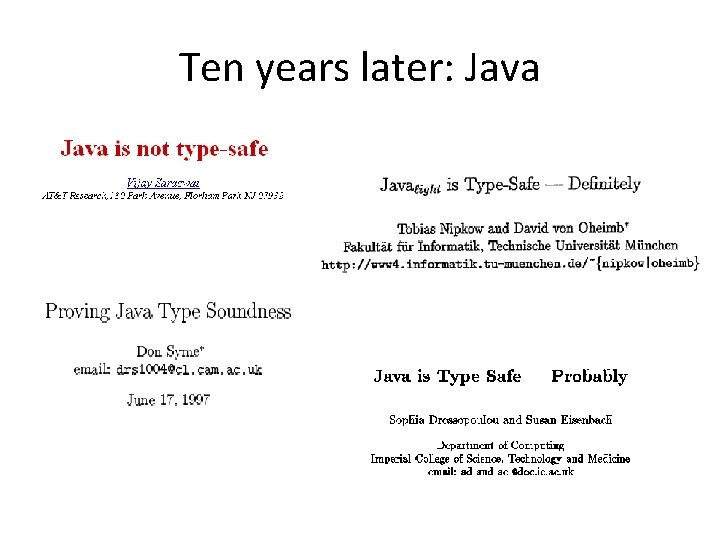 Ten years later: Java 