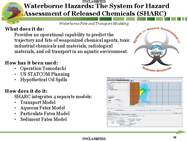 UNCLASSIFIED Waterborne Hazards: The System for Hazard Assessment of Released Chemicals (SHARC) Waterborne Fate UNCLASSIFIED Waterborne Hazards: The System for Hazard Assessment of Released Chemicals (SHARC) Waterborne Fate