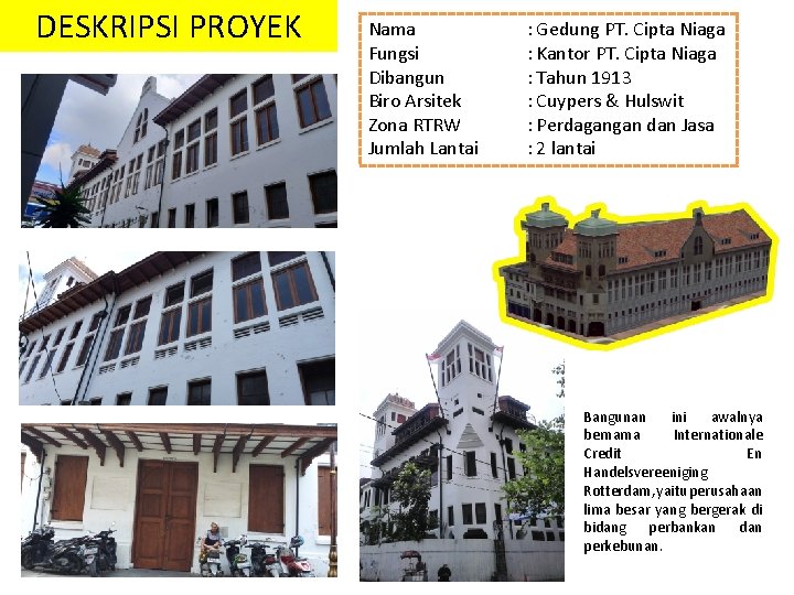 DESKRIPSI PROYEK Nama Fungsi Dibangun Biro Arsitek Zona RTRW Jumlah Lantai : Gedung PT.
