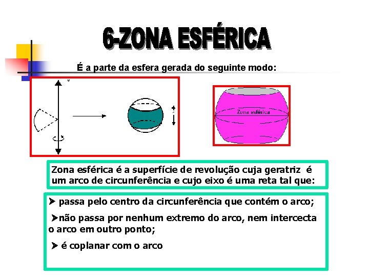 É a parte da esfera gerada do seguinte modo: Zona esférica é a superfície