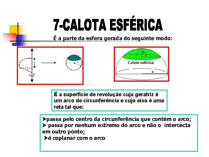 É a parte da esfera gerada do seguinte modo: É a superfície de revolução