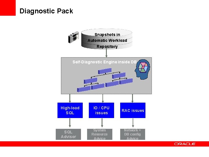 Diagnostic Pack Snapshots in Automatic Workload Repository Automatic Diagnostic Engine Self-Diagnostic Engine inside DB
