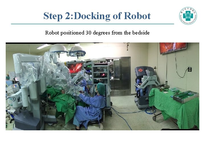 Step 2: Docking of Robot positioned 30 degrees from the bedside 