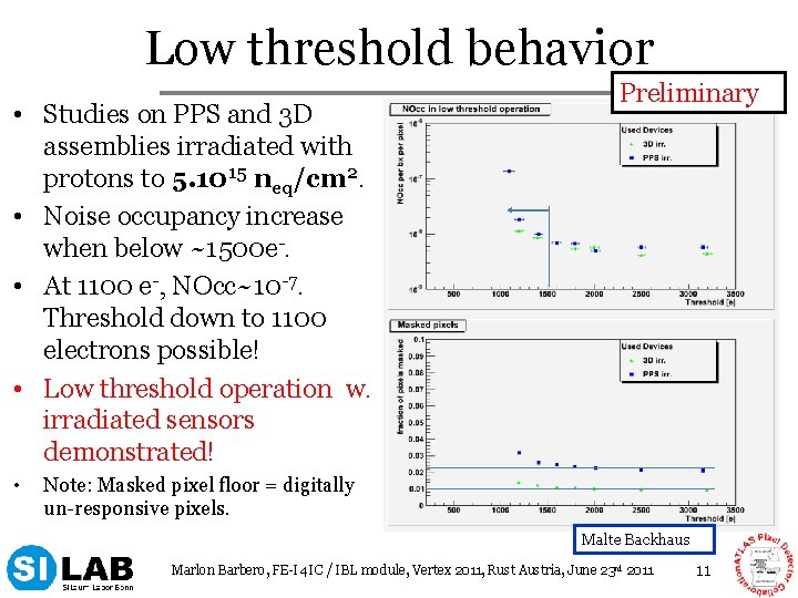 Low threshold behavior • Studies on PPS and 3 D assemblies irradiated with protons