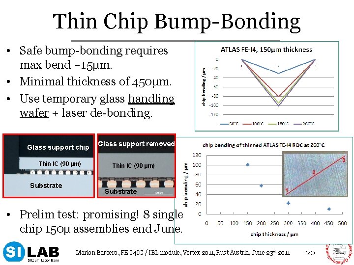 Thin Chip Bump-Bonding • Safe bump-bonding requires max bend ~15µm. • Minimal thickness of