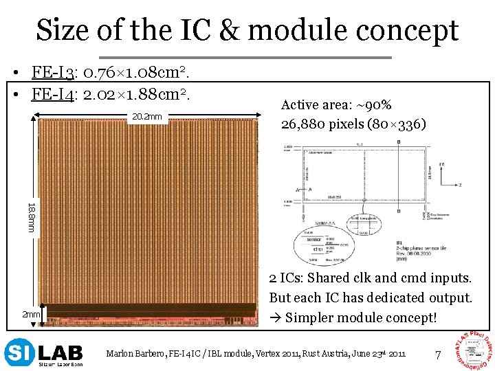Size of the IC & module concept • FE-I 3: 0. 76× 1. 08