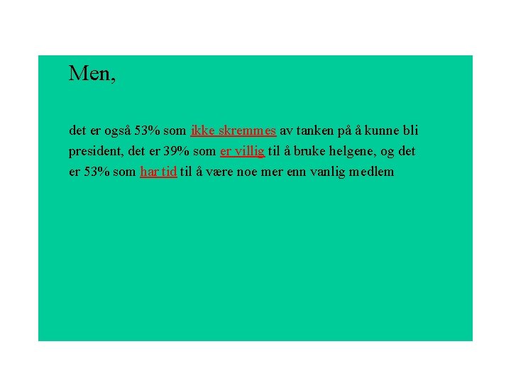 Men, det er også 53% som ikke skremmes av tanken på å kunne bli