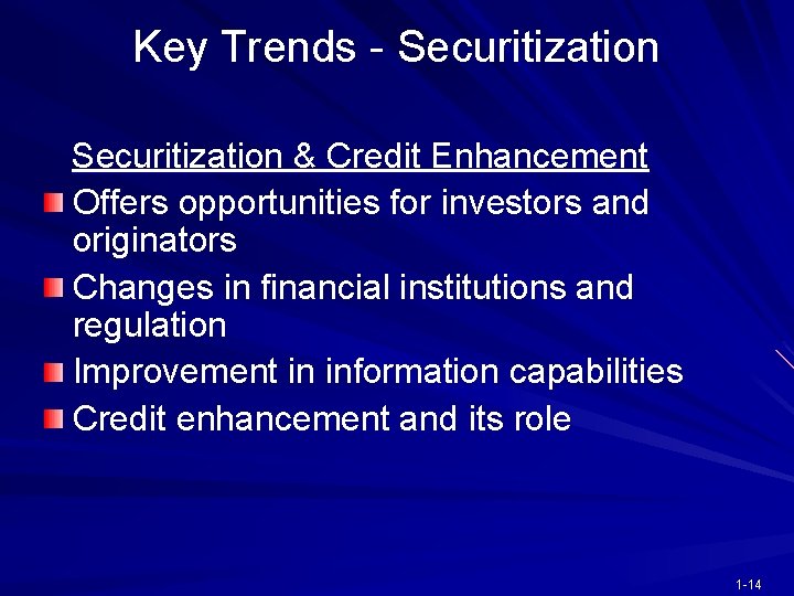 Key Trends - Securitization & Credit Enhancement Offers opportunities for investors and originators Changes