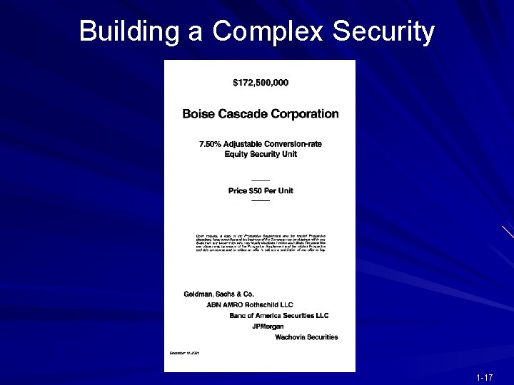 Building a Complex Security 1 -17 